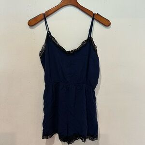Forever 21 Navy Romper with Black Lace